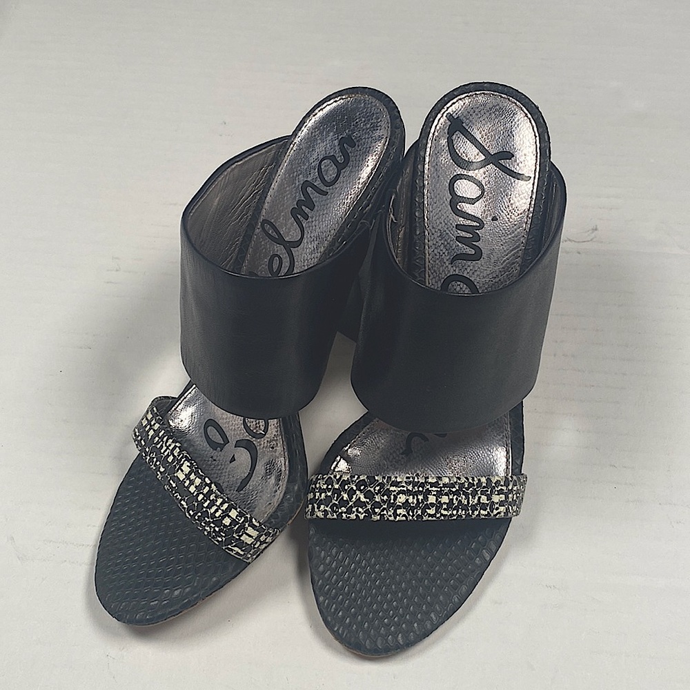 Sam Edelman Two Strap Backless Heels. Size 6
